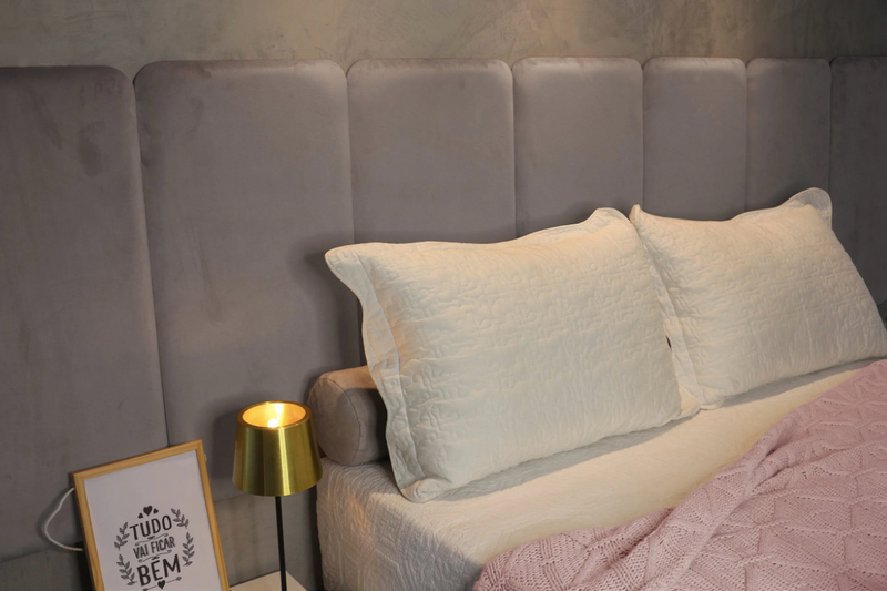 Placa Decorativa 80x40 cm – Tapizada en Suede Gris