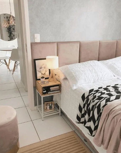 Placa Decorativa 80x40 cm – Tapizada en Suede Rosa