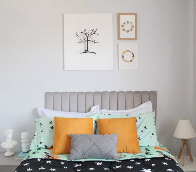 Placa 120x10 cm con punta redondeada, gamuza color Gris