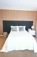 Cabecera Maxiline 320x120 cm – Tapizada en Lino Azul Petróleo